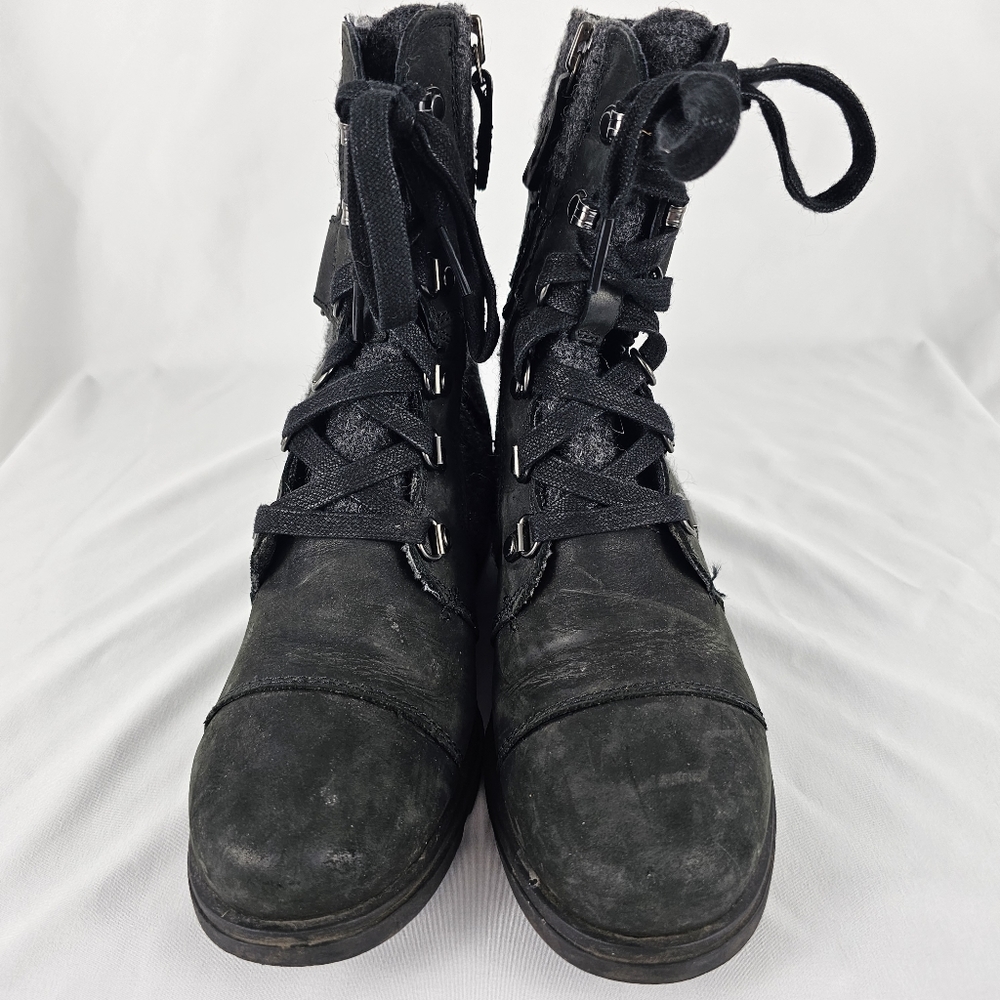 Sorel Womens Major Carly Winter Boots Black Gray Leather NL2324-010 Mid Calf 5.5 - Picture 6 of 9
